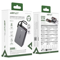 ACEFAST M29 Power Bank 20000mAh – 22.5W Fast Charge | Dual USB-C | USB-A | LED Display | 7-Layer Safety | Air Travel Safe