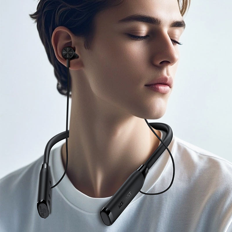ACEFAST N7 Neck-Hanging Wireless Earphones – 160H Battery | TF Card | LED Display | Bass Boost | Game Mode | IPX4