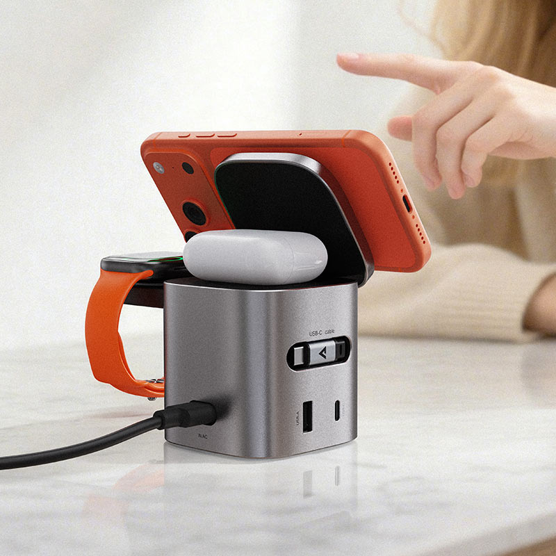 محطة شحن ACEFAST Z9 GaN 6 في 1 لاسلكي 80W مكتبي