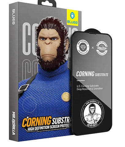 Blueo Corning Gorilla Premium HD Tempered Glass Without Applicator for series iPhone - Black