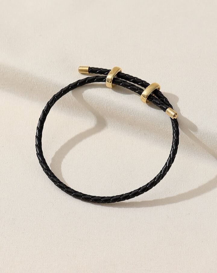 PU Rope Bracelet Solid color alloy belt school style adjustable bracelet for women jewelry making