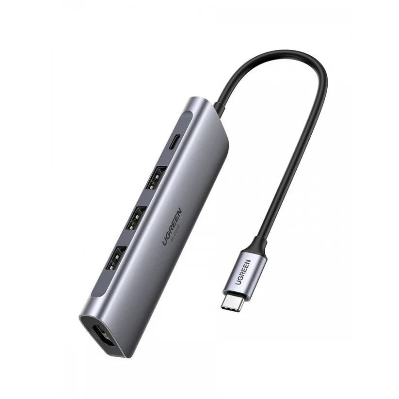 محول UGREEN USB-C مع HDMI 4K و3 منافذ USB وشحن PD 