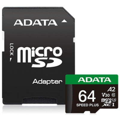 ADATA 64GB V30 A2 SPEED PLUS MicroSDXC UHS-I U3 Class 10 Card