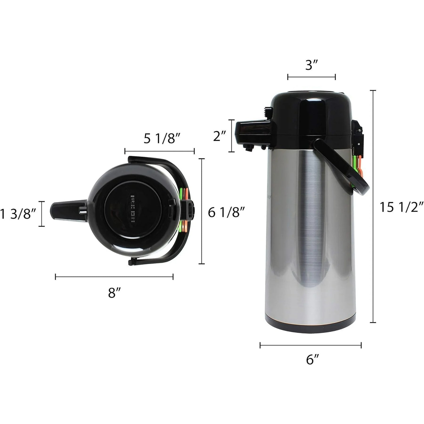 THERMOS 2.2L Glass Vacuum Pump Pot Push Button THERMOS 2.2L Glass Vacuum Pump Pot Push Button