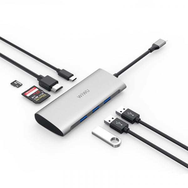 WIWU ALPHA 7 IN 1 USB-C HUB A731HP - GRAY WIWU ALPHA 7 IN 1 USB-C HUB A731HP - GRAY