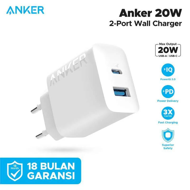 Anker PowerPort 20W Wall Charger 2 Port - White