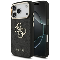 جراب GUESS MagSafe 4G من الجلد الصناعي لهاتف لايفون 17 برو - أسود