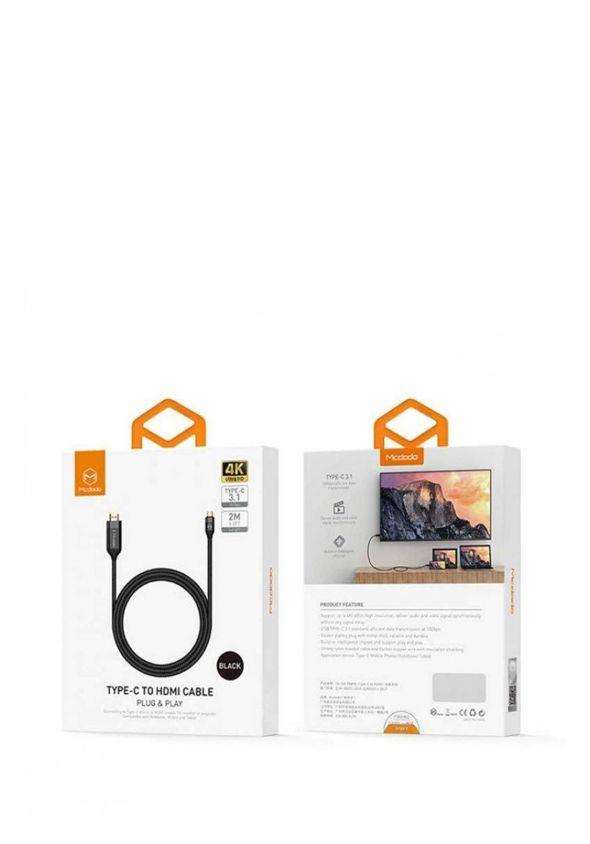 Mcdodo 2M Type C to HDMI Cable High Quality 4K Resolution - Black Mcdodo 2M Type C to HDMI Cable High Quality 4K Resolution - Black