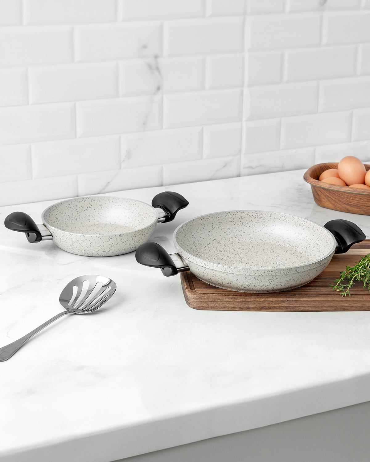Gordes Granite Look Shallow Pan Set 2 Pieces - Madame Coco JO