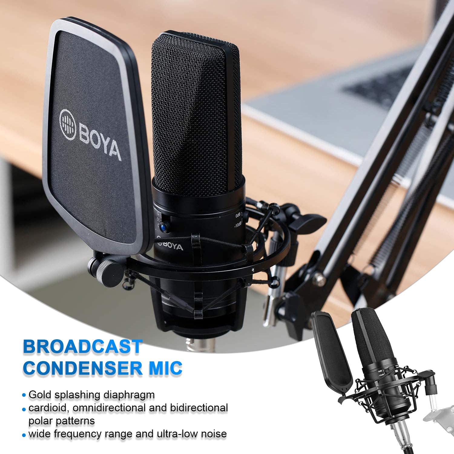 BOYA Large Diaphragm Condenser Microphone - Black BOYA Large Diaphragm Condenser Microphone - Black