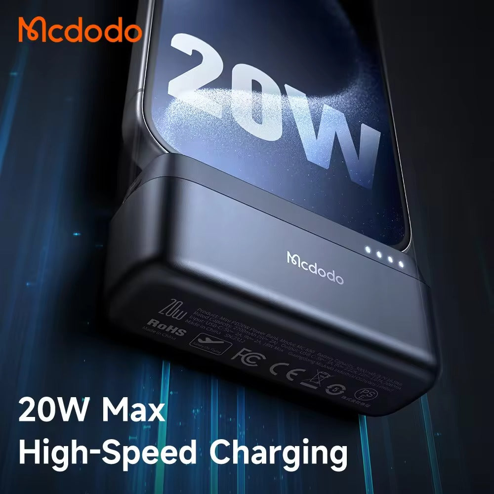 Mcdodo Mini Portable Charger 5000mAh with USB-C Phone Stand Fast PD Charging 20W