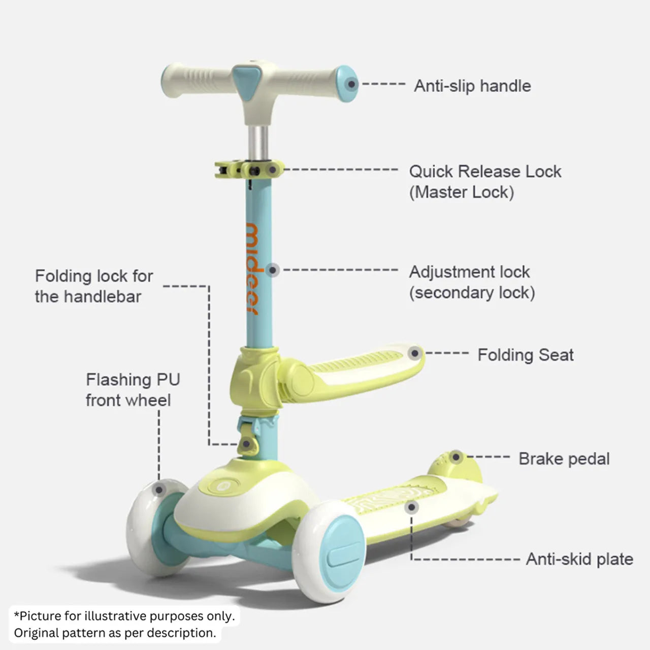Mideer Kid Scooter Versatile Ride-On for Fun & Safety - Green Mideer Kid Scooter Versatile Ride-On for Fun & Safety - Green