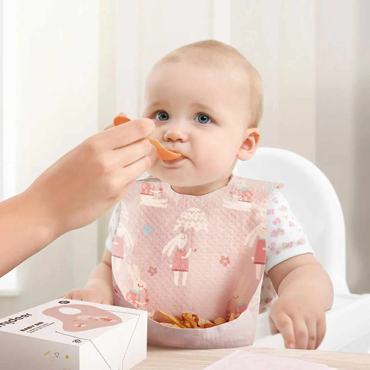 Mideer Disposable Baby Bib – Pink Bunny 20pcs Mideer Disposable Baby Bib – Pink Bunny 20pcs