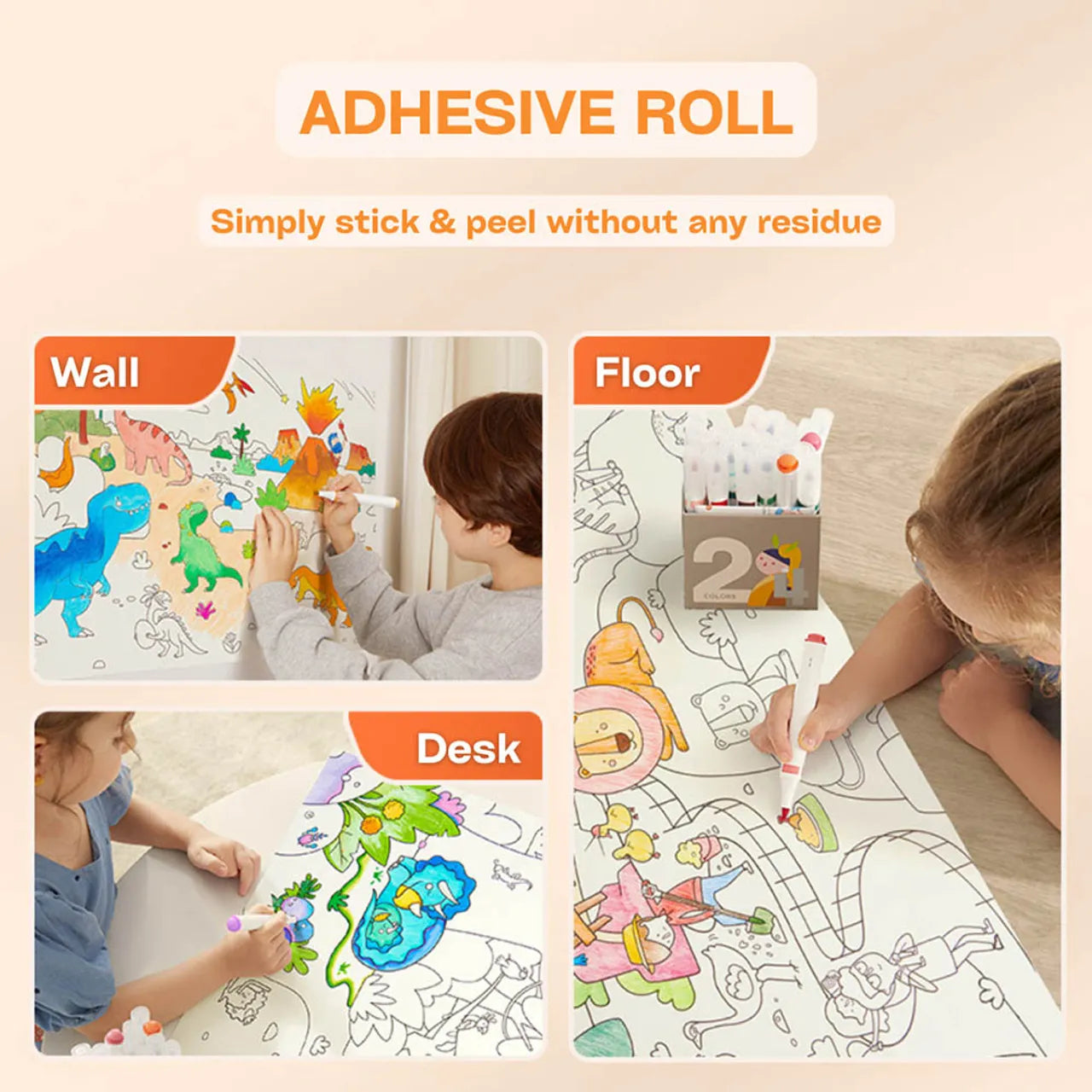 Mideer Adhesive Colouring Scroll – The Magic Zoo