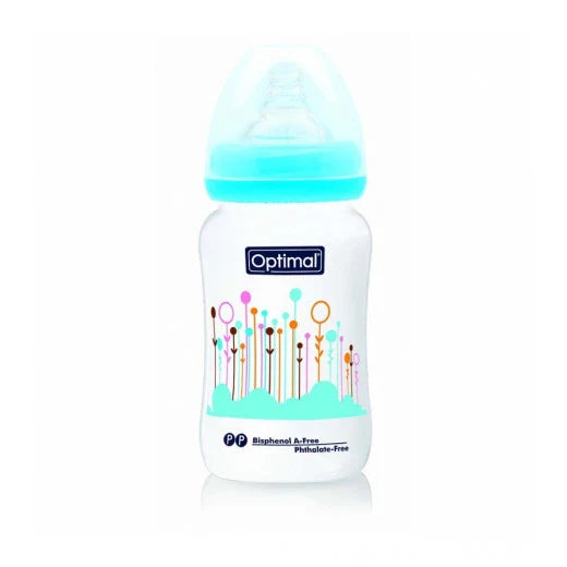 Optimal Wide Neck Feeding Bottle 240ml – Blue, Pink, White Optimal Wide Neck Feeding Bottle 240ml – Blue, Pink, White