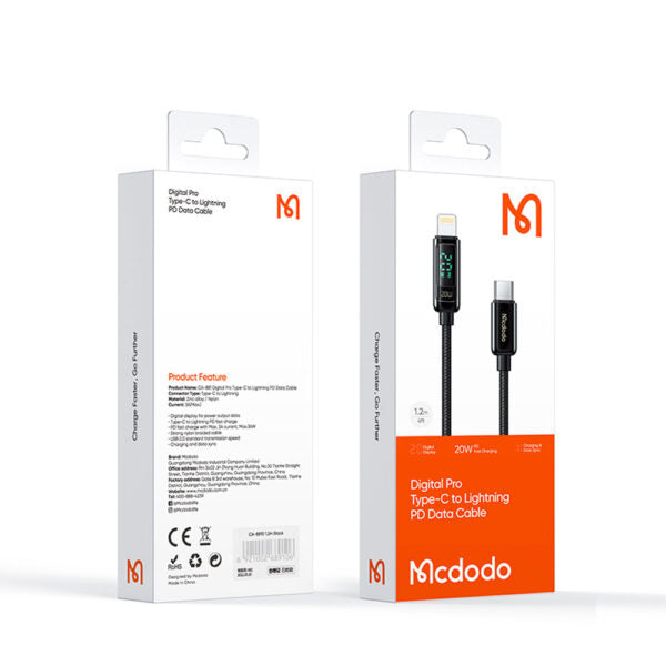 Mcdodo 20W Pd Digital Screen Type-C To Lightning Data-Charge Cable 3A (1.2M)