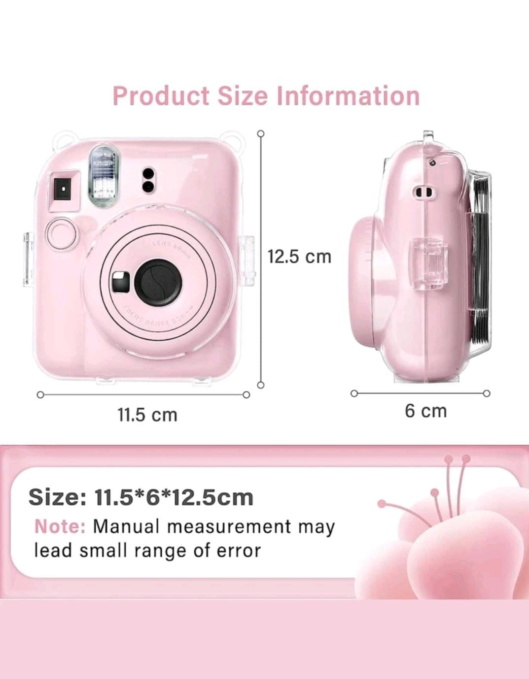 Instax Mini 12/Mini 12 Instant Camera Clear PVC Hard Carry Case with Shoulder Strap Arch