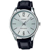 CASIO Simple Analog Watch Model MTP-V005L-7BU in Silver Dial & Black Leather Strap