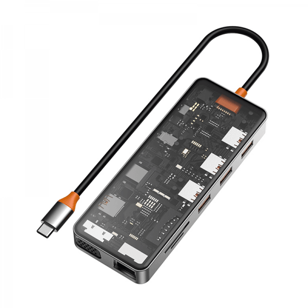 موزع USB-C شفاف 11 في 1 من WIWU CB011 - رمادي فضائي موزع USB-C شفاف 11 في 1 من WIWU CB011 - رمادي فضائي