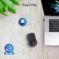 Promate Clix-8 Portable Optical Wireless Mouse with USB Nan Receiver 10m Working Distance, Auto Sleep Function