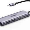 محول UGREEN USB-C بـ HDMI وUSB وTF/SD مع PD - رمادي