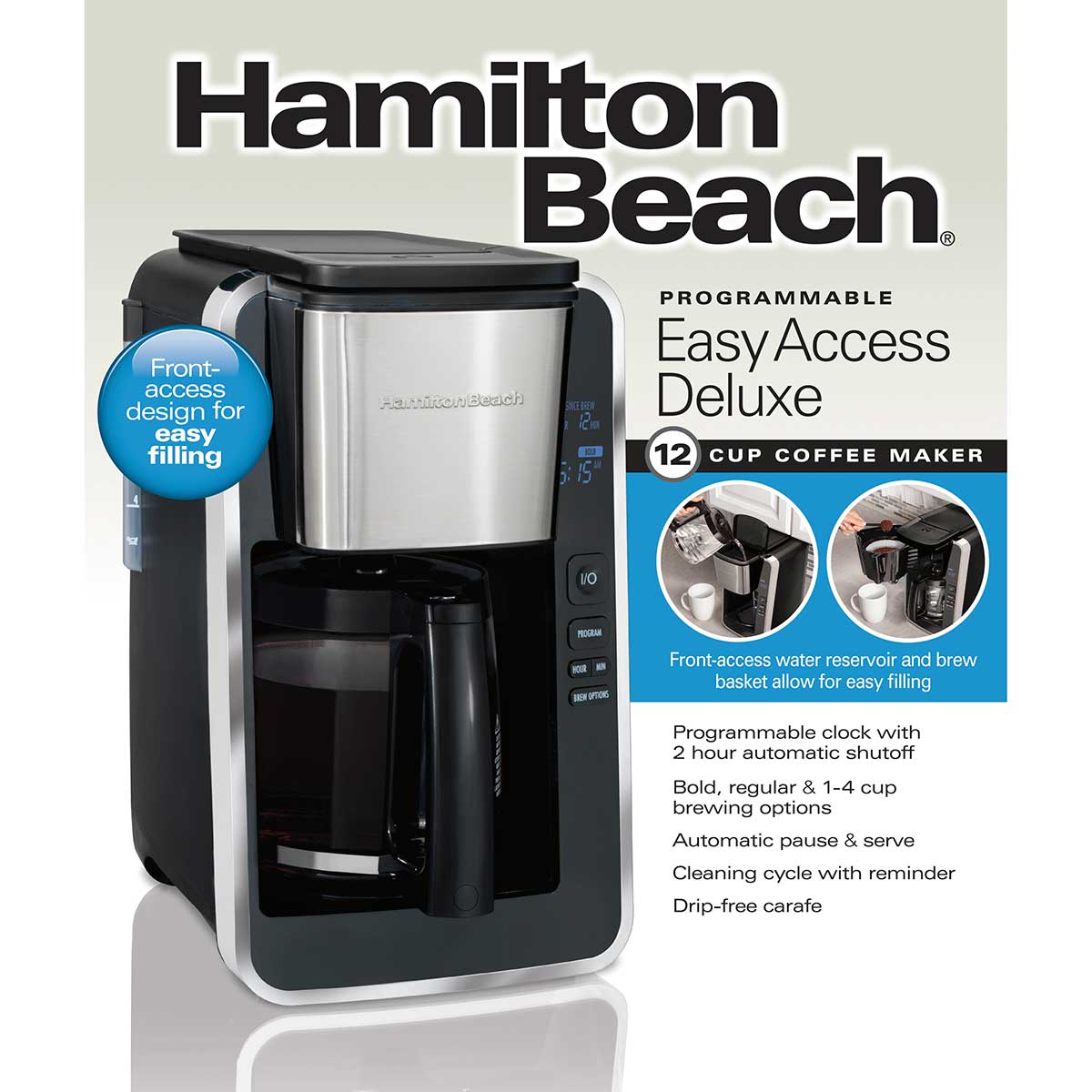 Hamilton Beach Frontfill 12 Cup Programmable Coffee Maker - Black