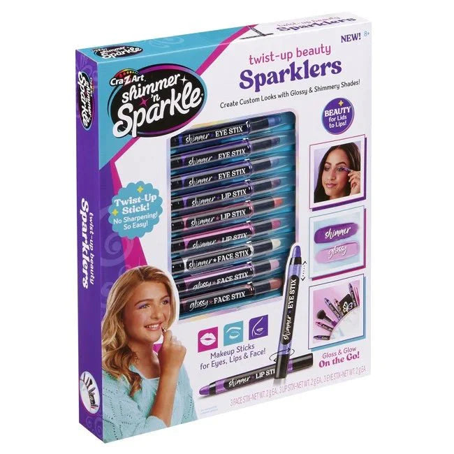 CraZArt Shimmer N Sparkle Twist Up Beauty Sparklers | Kids Makeup Play Set (SNS-65703)
