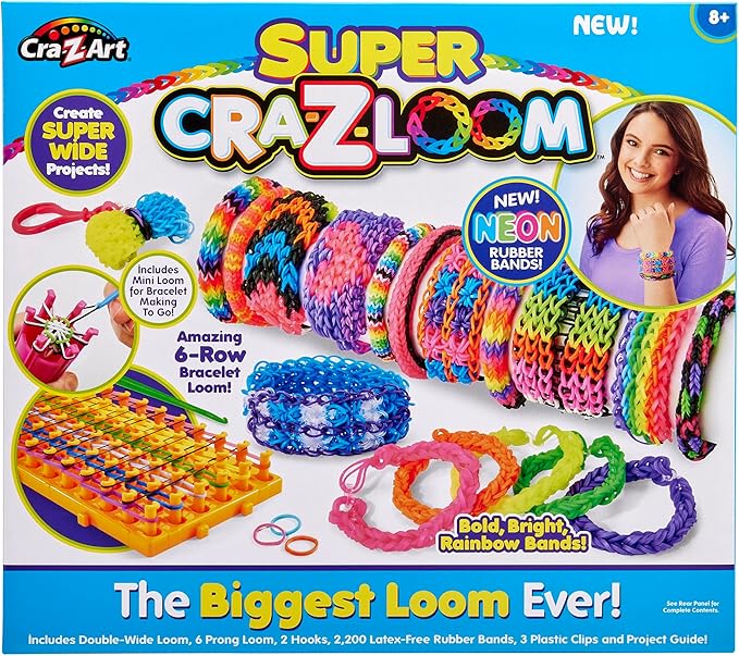 Cra-Z-Art Super Cra-Z-Loom – 6-Row Rubber Band Bracelet Maker Kit (CA-19148)