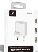 Lenyes LCH64-UK – 30W GaN Type-C Fast Charger (White, UK Plug)