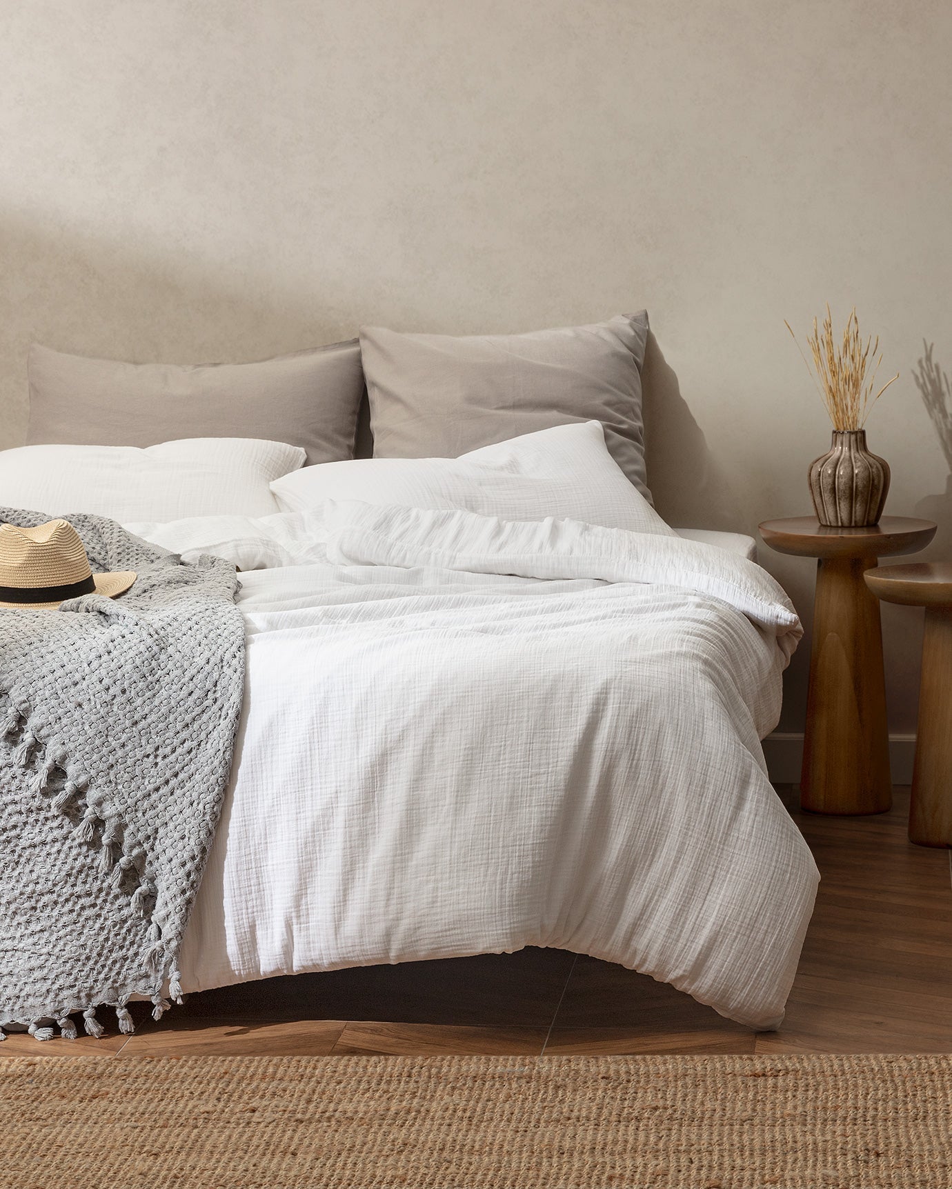 Marla  Muslin Superking Size Duvet Cover Set - Fitted - Madame Coco JO