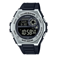 Casio Mens Digital 100M Watch MWD-100H-1B Black/Silver