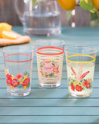 Madame Coco Flamingo 3-Piece Water Glass Set – Tropical Drinkware