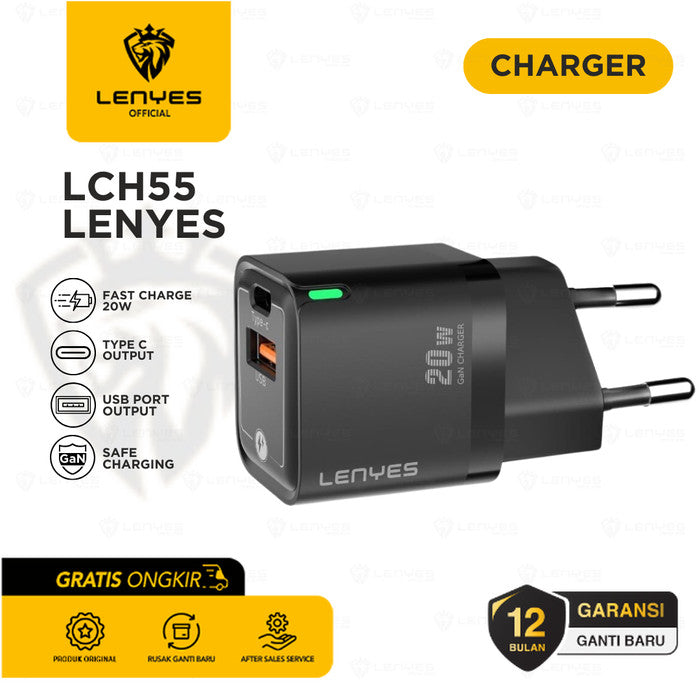 Lenyes GaN 20W Fast Charger with USB & Type-C Port