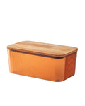 Madame Coco Eolya Wooden Bread Bin with Lid – Kitchen Bread Box in Amber & Smoke