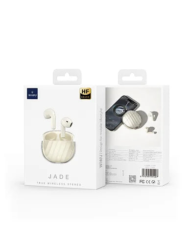 WiWU Wireless Bluetooth Earbuds T16 Jade TWS EAN Earphone with Charging Case Stero sound Headphone (Ivory)