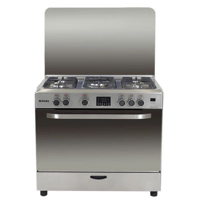 Nara NAXM 9009 / LC / PRO + Gas Cooker 90 cm 5 Gas Burners Matt Stainless steel Cast Iron Pan Support With Cooling Fan