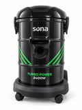 Sona SVC-613 G Barrel Vacuum Cleaner 2400W with Air Blower and 25 Liter Metal Tank Black and Green Color