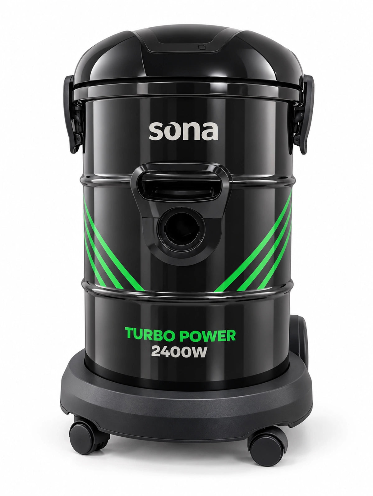 Sona SVC-613 G Barrel Vacuum Cleaner 2400W with Air Blower and 25 Liter Metal Tank Black and Green Color
