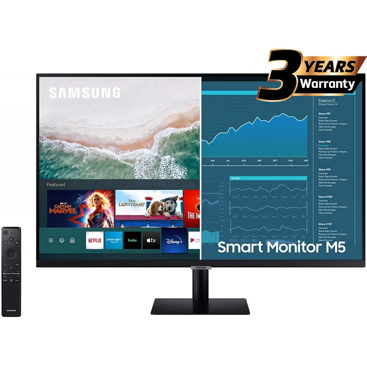 SAMSUNG M5 (BM500) 32" FHD HDR10 Smart Monitor 4ms (GTG),1B Colors & USB Ports - with Netflix, YouTube & Apple TV Streaming