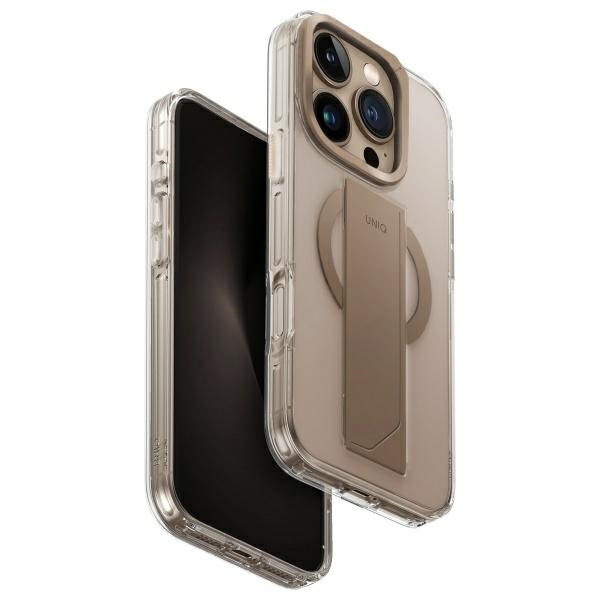 كفر UNIQ ELEVA iPhone 16 Pro 6.3 MagClick مع حامل عمودي Taupe Gold