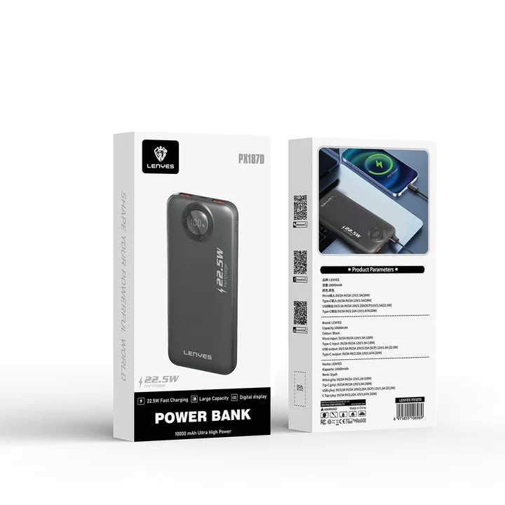 باور بانك Lenyes PX187D 10000mAh شحن سريع ومحمول