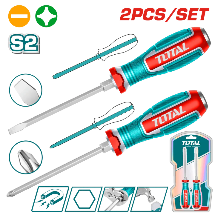 TOTAL Double Head Impact Screwdriver – Flat + Square | TGTST0206 TOTAL Double Head Impact Screwdriver – Flat + Square | TGTST0206