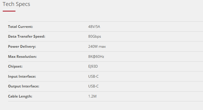Promate PowerBolt5-80G 80Gbps USB4 Cable - 240W PD Promate PowerBolt5-80G 80Gbps USB4 Cable - 240W PD