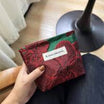 Small Gabardine Makeup Bag with Floral Green Design