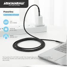 ROCKROSE USB cable in USB Type-C Powerline AC, 3A , 1m, black