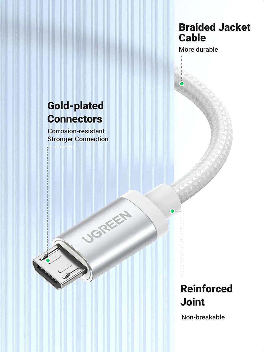 كابل يوجرين USB 2.0 A إلى Micro USB - بطول 2 متر متين