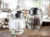 Madame Coco Tilda Salt & Pepper Shaker Set of 2 – Slim Glass, Angular Metal Lids & Modern Table Elegance