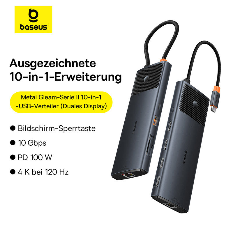 موزع يو اس بي 10 في 1 من Baseus Metal Gleam Series II 