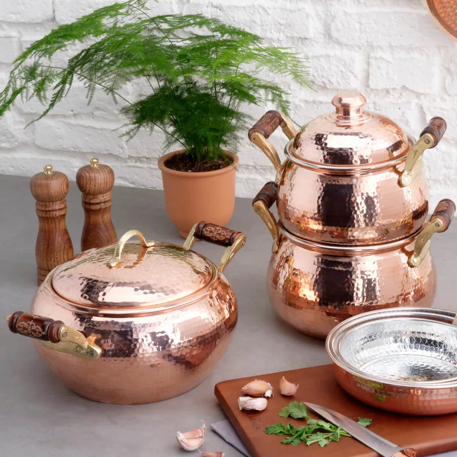 KARACA Mesopotamia Copper Shallow Casserole with Lid, 20cm KARACA Mesopotamia Copper Shallow Casserole with Lid, 20cm