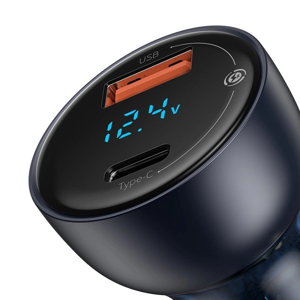 Baseus 65W Car Charger USB/Type C with LCD Screen and Type C Cable Baseus 65W Car Charger USB/Type C with LCD Screen and Type C Cable